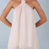 Rochie mini babydoll cu gât halter Evania, culoare ivoriu