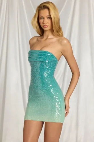 Rochie mini bandeau Alessi în albastru ombre