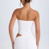 Rochie mini bandeau cu decupaje Damia, albă Rochie mini bandeau cu decupaje Damia, albă