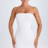 Rochie mini bandeau cu decupaje și volane Misa, albă Rochie mini bandeau cu decupaje și volane Misa, albă