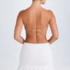 Rochie mini bandeau cu decupaje și volane Misa, albă Rochie mini bandeau cu decupaje și volane Misa, albă