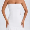 Rochie mini bandeau cu decupaje și volane Misa, albă Rochie mini bandeau cu decupaje și volane Misa, albă