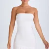 Rochie mini bandeau cu decupaje și volane Misa, albă Rochie mini bandeau cu decupaje și volane Misa, albă