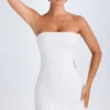 Rochie mini bandeau cu decupaje și volane Misa, albă Rochie mini bandeau cu decupaje și volane Misa, albă
