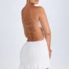 Rochie mini bandeau cu decupaje și volane Misa, albă Rochie mini bandeau cu decupaje și volane Misa, albă