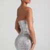 Rochie mini bandeau cu ornamente Aurora, albă
