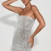 Rochie mini bandeau cu ornamente Aurora, albă