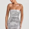 Rochie mini bandeau cu ornamente Aurora, albă