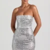 Rochie mini bandeau cu ornamente Aurora, albă