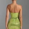 Rochie mini bandeau cu ornamente Aurora, verde pară