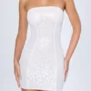 Rochie mini bandeau cu ornamente Cassidy, albă