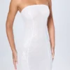 Rochie mini bandeau cu ornamente Cassidy, albă