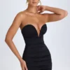 Rochie mini bandeau cu volane Kalinda, negru