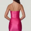 Rochie mini bandeau cu volane Yesenia, roz intens