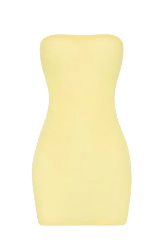 Rochie mini bandeau din plasă transparentă, de la Intimates, în culoarea galben