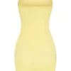 Rochie mini bandeau din plasă transparentă, de la Intimates, în culoarea galben