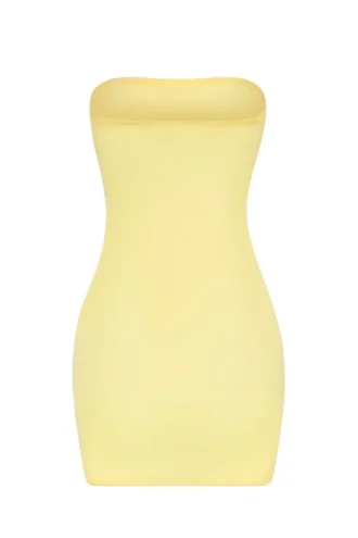 Rochie mini bandeau din plasă transparentă, de la Intimates, în culoarea galben