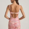 Rochie mini bodycon cu bretele și decorațiuni Velena, roz