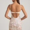 Rochie mini bodycon cu bretele și ornamente Velena, în culoarea ivoriu