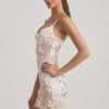 Rochie mini bodycon cu bretele și ornamente Velena, în culoarea ivoriu