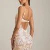 Rochie mini bodycon cu bretele și ornamente Velena, în culoarea ivoriu