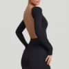 Rochie mini bodycon cu spate decupat Lyla Modal, negru