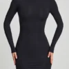 Rochie mini bodycon cu spate decupat Lyla Modal, negru
