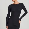 Rochie mini bodycon cu spate decupat Lyla Modal, negru