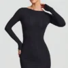 Rochie mini bodycon cu spate decupat Lyla Modal, negru