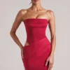 Rochie mini bodycon Veda Bandeau în roșu cireș
