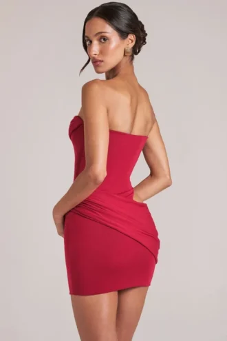 Rochie mini bodycon Veda Bandeau în roșu cireș