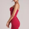 Rochie mini bodycon Veda Bandeau în roșu cireș