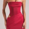 Rochie mini bodycon Veda Bandeau în roșu cireș