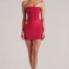 Rochie mini bodycon Veda Bandeau în roșu cireș