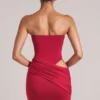 Rochie mini bodycon Veda Bandeau în roșu cireș