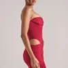 Rochie mini bodycon Veda Bandeau în roșu cireș