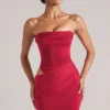 Rochie mini bodycon Veda Bandeau în roșu cireș