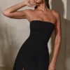 Rochie mini Brielle cu decolteu bandeau, negru