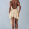 Rochie mini Carolina cu gât halter, culoare galben unt