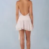 Rochie mini Carolina cu gât halter, culoare ivoriu
