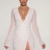 Rochie mini Chelsea cu decupaje și croi în A, în culoarea ivoriu