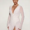 Rochie mini Chelsea cu decupaje și croi în A, în culoarea ivoriu