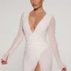 Rochie mini Chelsea cu decupaje și croi în A, în culoarea ivoriu
