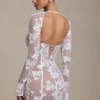Rochie mini corset Andreia cu detalii din dantelă, albă