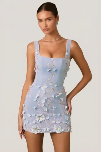 Rochie mini corset cu aplicații decorative Briar în albastru cer Rochie mini corset cu aplicații decorative Briar în albastru cer