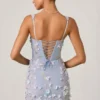 Rochie mini corset cu aplicații decorative Briar în albastru cer