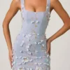 Rochie mini corset cu aplicații decorative Briar în albastru cer