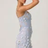 Rochie mini corset cu aplicații decorative Briar în albastru cer