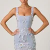 Rochie mini corset cu aplicații decorative Briar în albastru cer