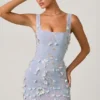 Rochie mini corset cu aplicații decorative Briar în albastru cer